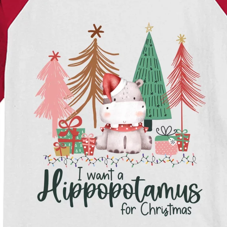 I Want A Hippopotamus For Christmas For Christmas Xmas Hippo Gift Kids Colorblock Raglan Jersey