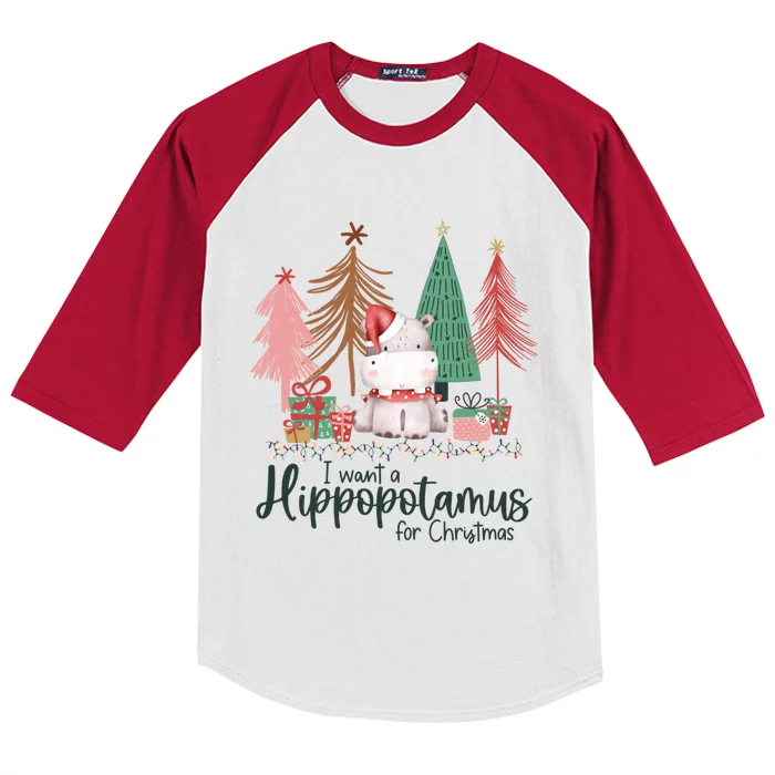 I Want A Hippopotamus For Christmas For Christmas Xmas Hippo Gift Kids Colorblock Raglan Jersey