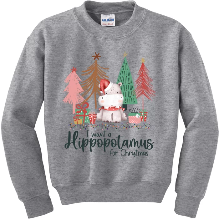 I Want A Hippopotamus For Christmas For Christmas Xmas Hippo Gift Kids Sweatshirt