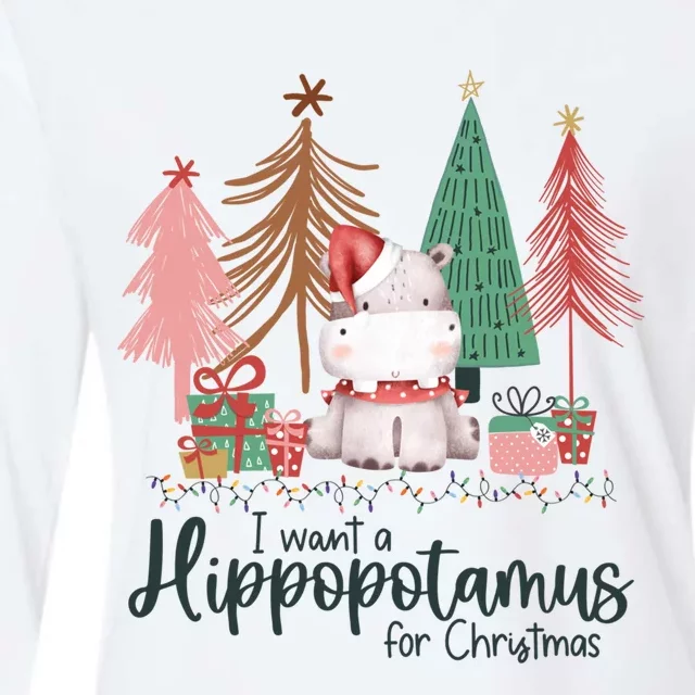 I Want A Hippopotamus For Christmas For Christmas Xmas Hippo Gift Womens Cotton Relaxed Long Sleeve T-Shirt