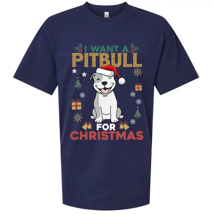 I Want A Pitbull For Christmas Cute Dog Lover Pajama Cool Gift Sueded Cloud Jersey T-Shirt