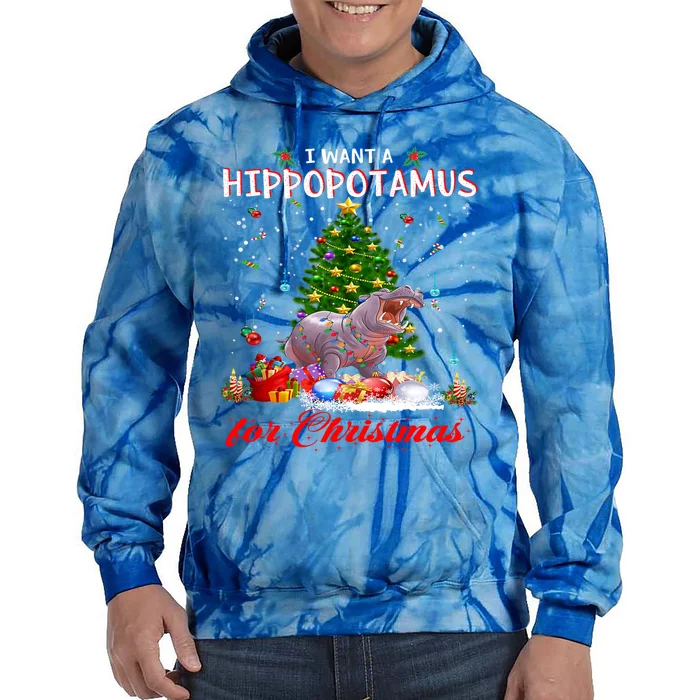 I Want A Hippopotamus For Christmas Xmas Hippo For Gift Tie Dye Hoodie