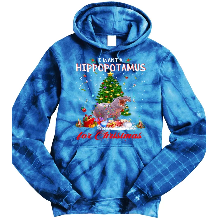 I Want A Hippopotamus For Christmas Xmas Hippo For Gift Tie Dye Hoodie