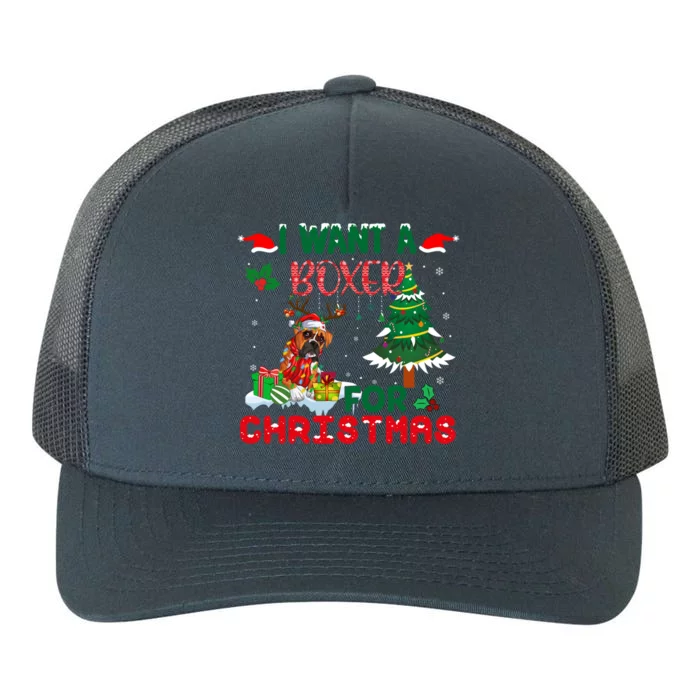 I Want A Boxer Dog For Christmas Xmas Boxer Reindeer Cute Gift Yupoong Adult 5-Panel Trucker Hat