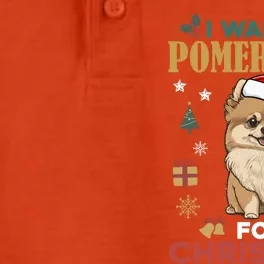 I Want A Pomeranian For Christmas Cute Dog Lover Xmas Pajama Gift Dry Zone Grid Performance Polo