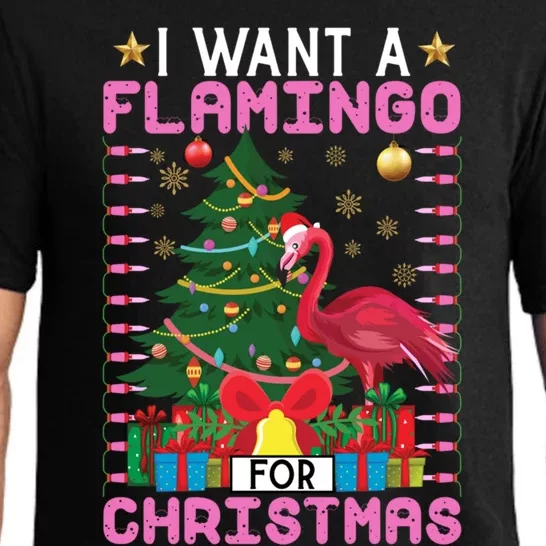 I Want A Flamingo For Christmas Ugly Sweater Flamingo Gift Pajama Set