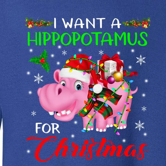 I Want A Hippopotamus For Christmas Xmas Lights Santa Hippo Gift Toddler Sweatshirt