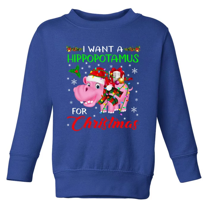 I Want A Hippopotamus For Christmas Xmas Lights Santa Hippo Gift Toddler Sweatshirt