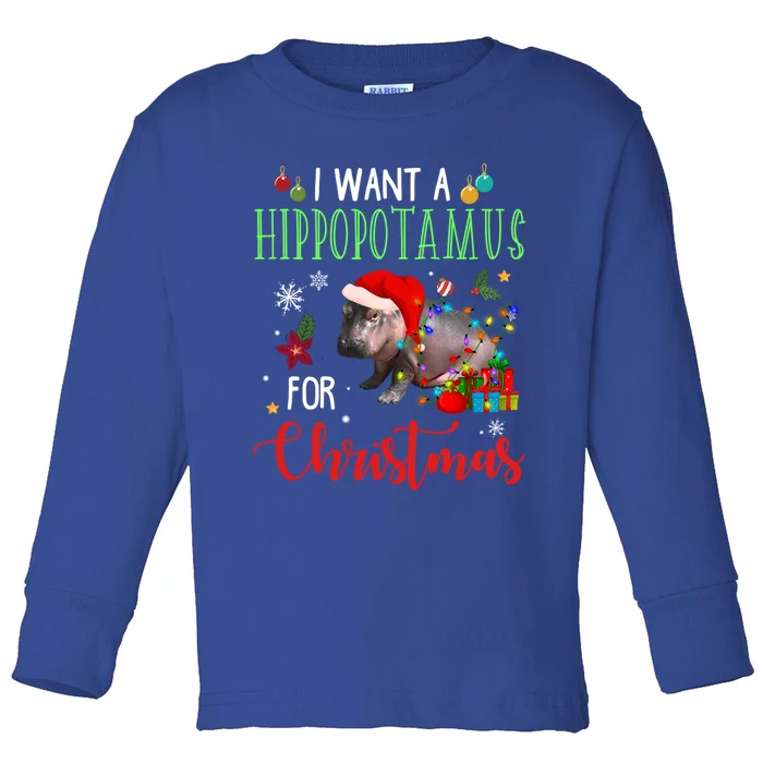 I Want A Hippopotamus For Christmas Hippo Fiona Gift Toddler Long Sleeve Shirt