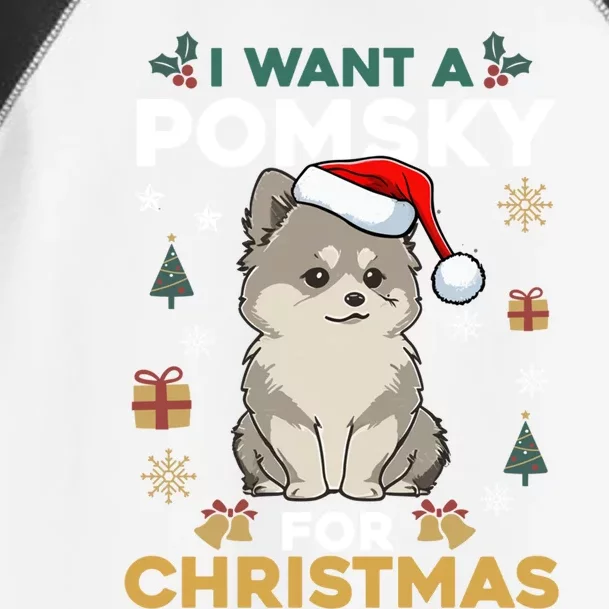 I Want A Pomsky For Christmas Cute Dog Lover Pajamas Family Cool Gift Toddler Fine Jersey T-Shirt