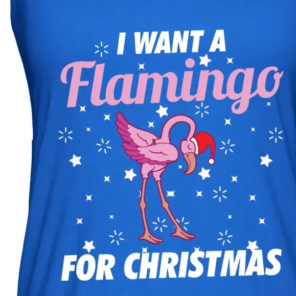 I Want A Flamingo For Christmas Funny Family Christmas Gift Ladies Essential Flowy Tank