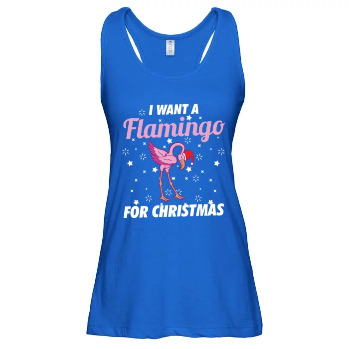 I Want A Flamingo For Christmas Funny Family Christmas Gift Ladies Essential Flowy Tank