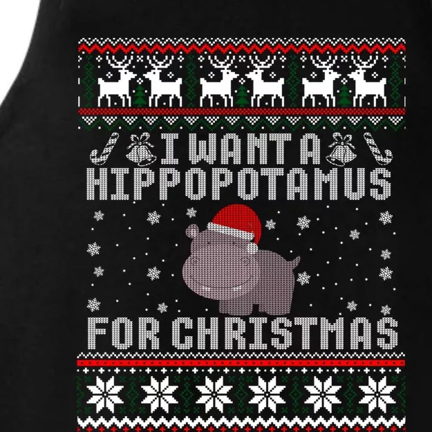 I Want A Hippopotamus For Christmas Hippo Ugly Sweater Gift Ladies Tri-Blend Wicking Tank