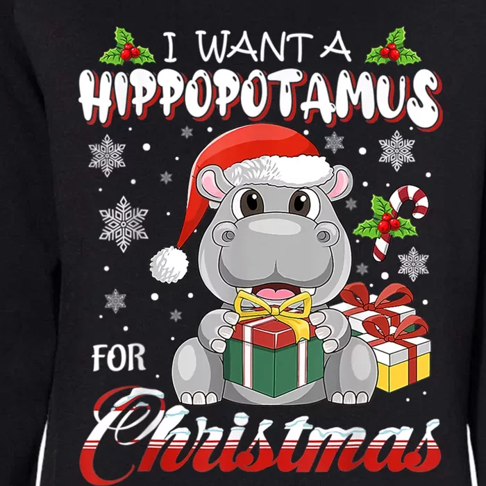 I Want A Hippopotamus For Christmas Funny Hippo Xmas Pajamas Gift Womens California Wash Sweatshirt