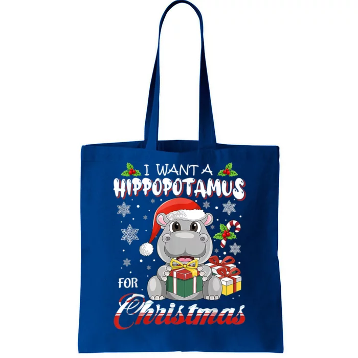 I Want A Hippopotamus For Christmas Funny Hippo Xmas Pajamas Gift Tote Bag