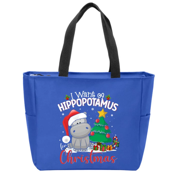 I Want A Hippopotamus For Christmas Xmas Hippo Gift Zip Tote Bag