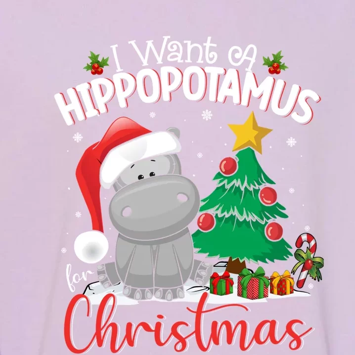 I Want A Hippopotamus For Christmas Xmas Hippo Gift Garment-Dyed Sweatshirt