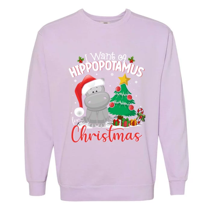 I Want A Hippopotamus For Christmas Xmas Hippo Gift Garment-Dyed Sweatshirt