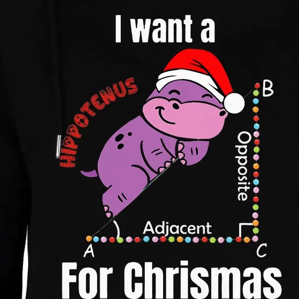 I Want A Hippotenuse For Christmas Teacher Math Cute Hippo Womens Funnel Neck Pullover Hood