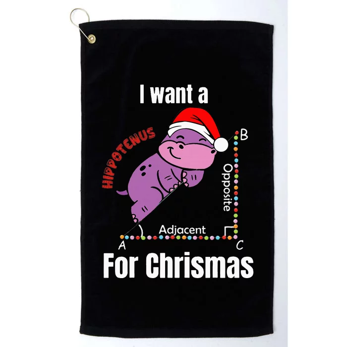 I Want A Hippotenuse For Christmas Teacher Math Cute Hippo Platinum Collection Golf Towel