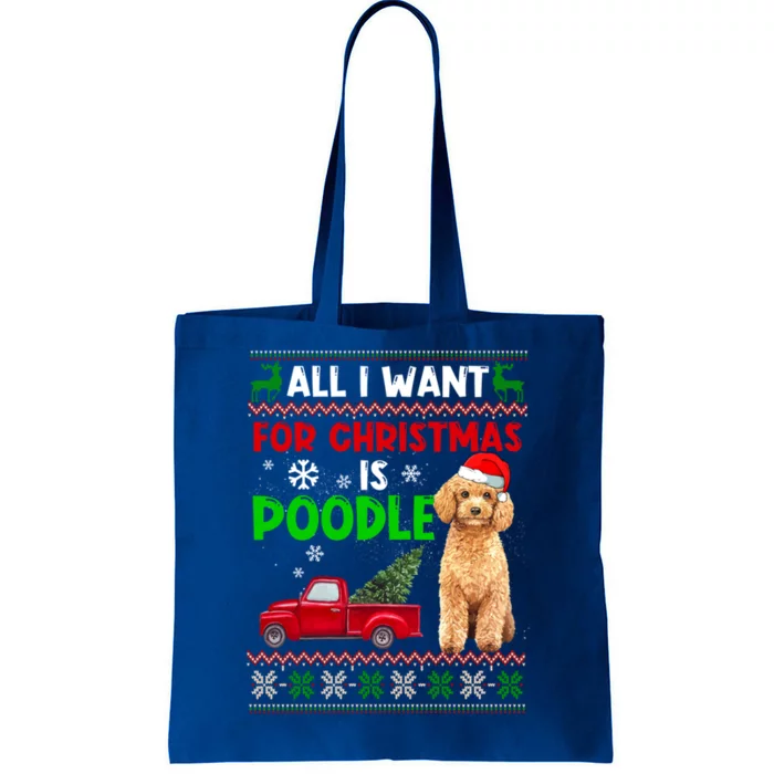 I Want A Poodle For Christmas Ugly Sweater Dog Xmasoutfit Gift Tote Bag