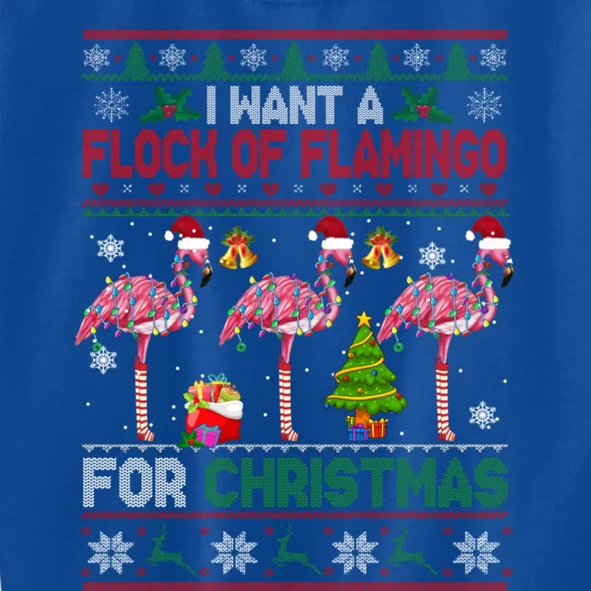 I Want A Flock Of Flamingo For Christmas Sweater Farmer Funny Gift Kids Sweatshirt