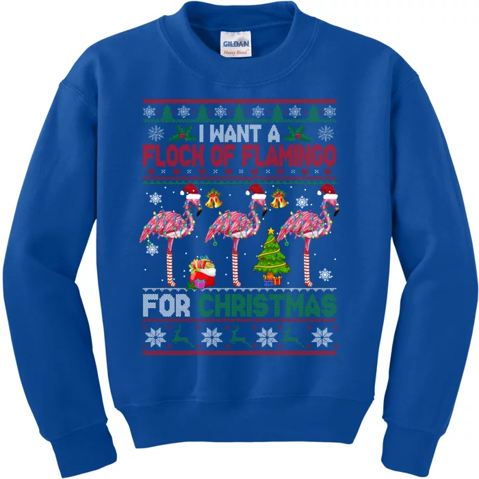 I Want A Flock Of Flamingo For Christmas Sweater Farmer Funny Gift Kids Sweatshirt