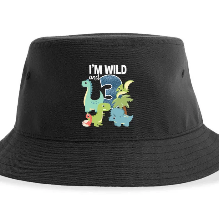 Im Wild And 3 Dinosaurs Theme Birthday Dinosaur Party Sustainable Bucket Hat