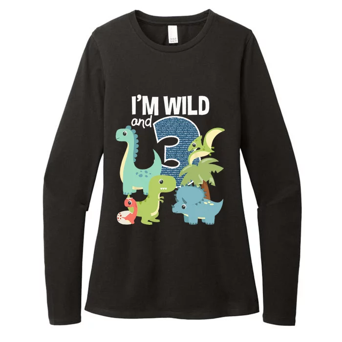 Im Wild And 3 Dinosaurs Theme Birthday Dinosaur Party Womens CVC Long Sleeve Shirt