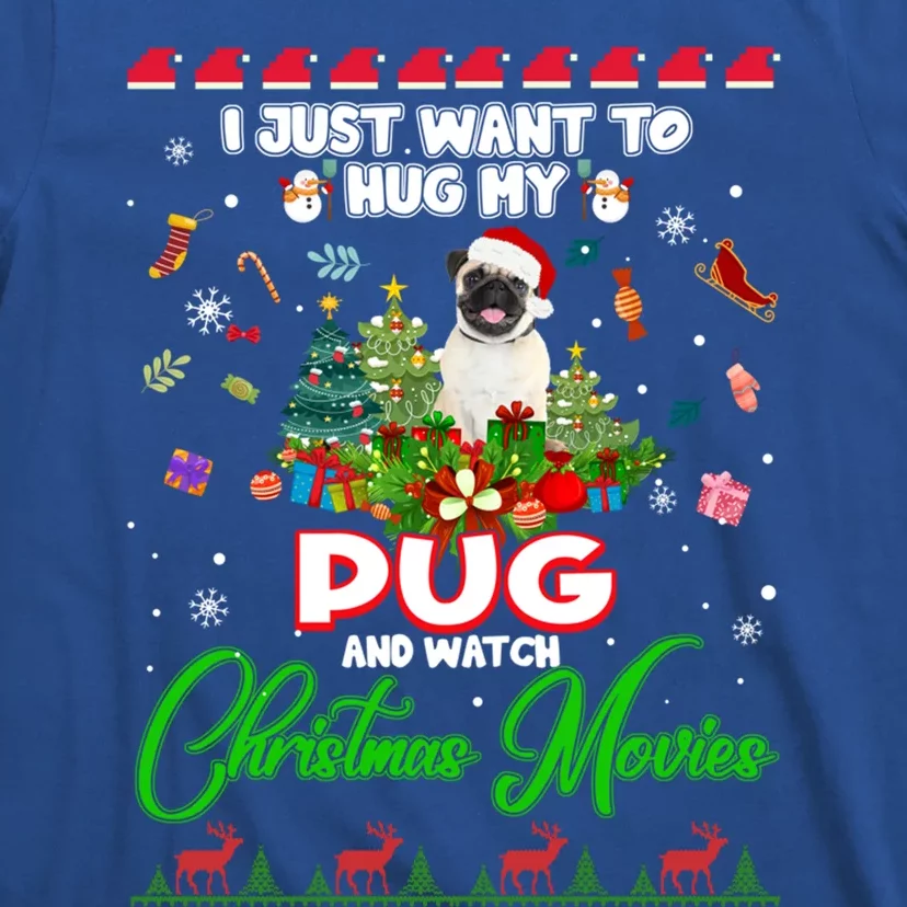 I Want A Pug Dog For Christmas Pug Santa Light Xmas Tree Gift T-Shirt