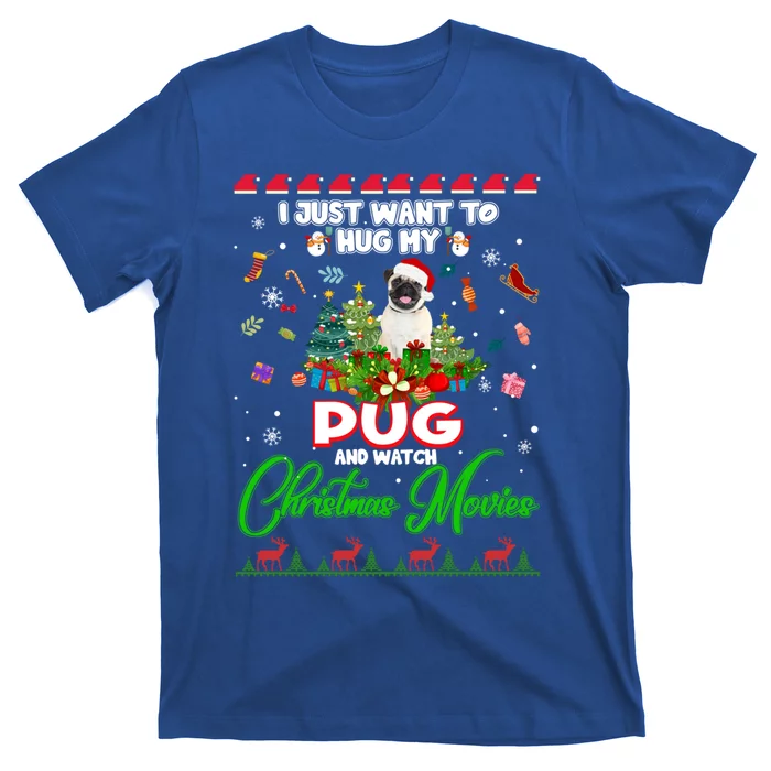 I Want A Pug Dog For Christmas Pug Santa Light Xmas Tree Gift T-Shirt