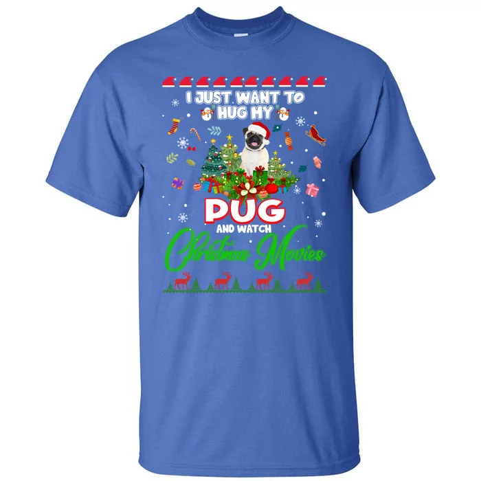 I Want A Pug Dog For Christmas Pug Santa Light Xmas Tree Gift Tall T-Shirt