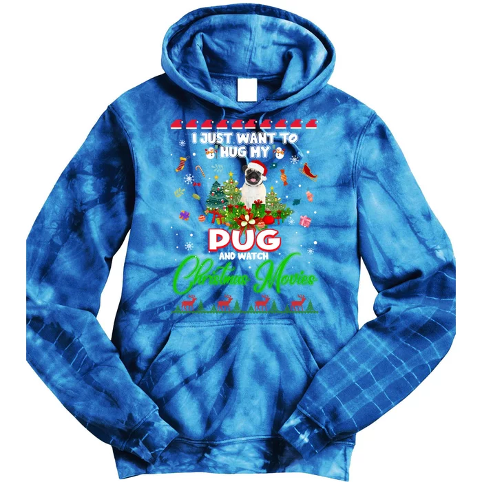 I Want A Pug Dog For Christmas Pug Santa Light Xmas Tree Gift Tie Dye Hoodie