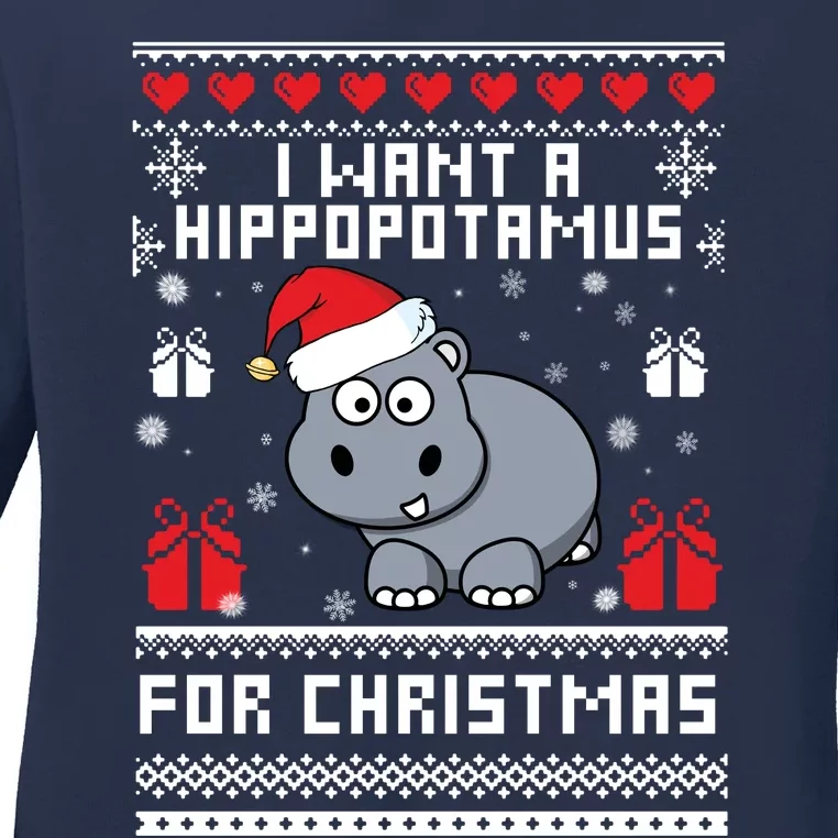 I Want A Hippopotamus For Christmas Ladies Long Sleeve Shirt