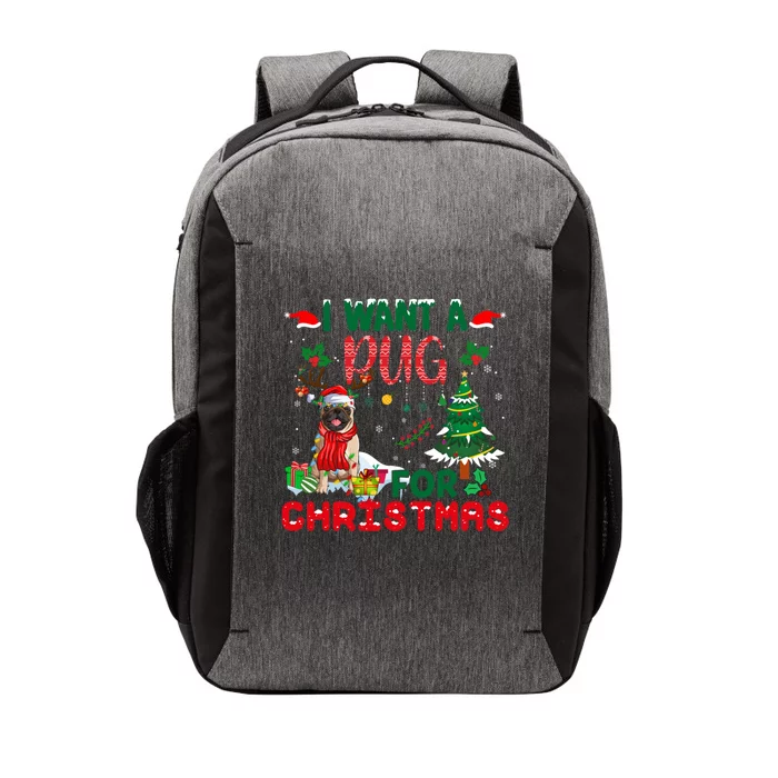 I Want A Pug Dog For Christmas Xmas Pug Dog Reindeer Gift Vector Backpack