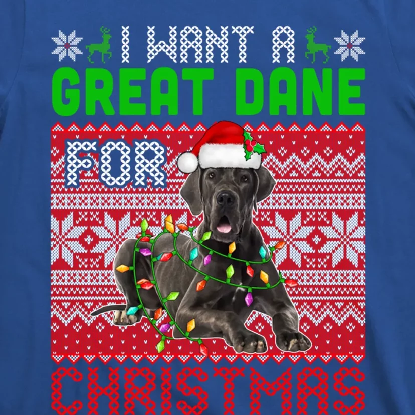 I Want A Great Dane For Christmas Santa Dog Lover Owner Gift T-Shirt