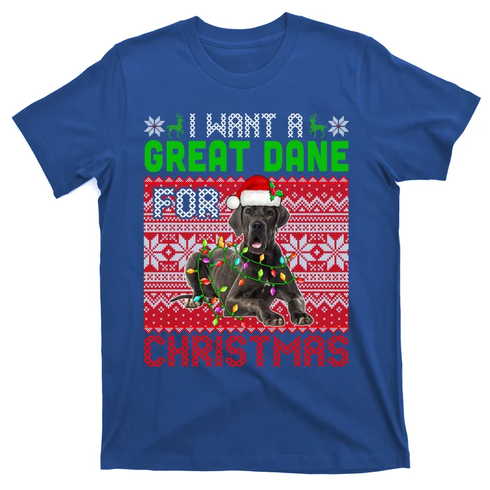 I Want A Great Dane For Christmas Santa Dog Lover Owner Gift T-Shirt