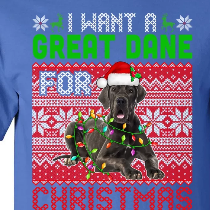 I Want A Great Dane For Christmas Santa Dog Lover Owner Gift Tall T-Shirt