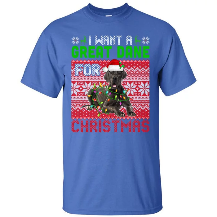 I Want A Great Dane For Christmas Santa Dog Lover Owner Gift Tall T-Shirt