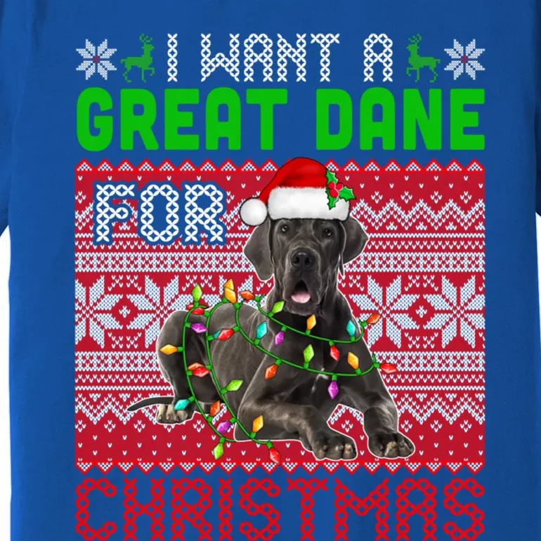 I Want A Great Dane For Christmas Santa Dog Lover Owner Gift Premium T-Shirt