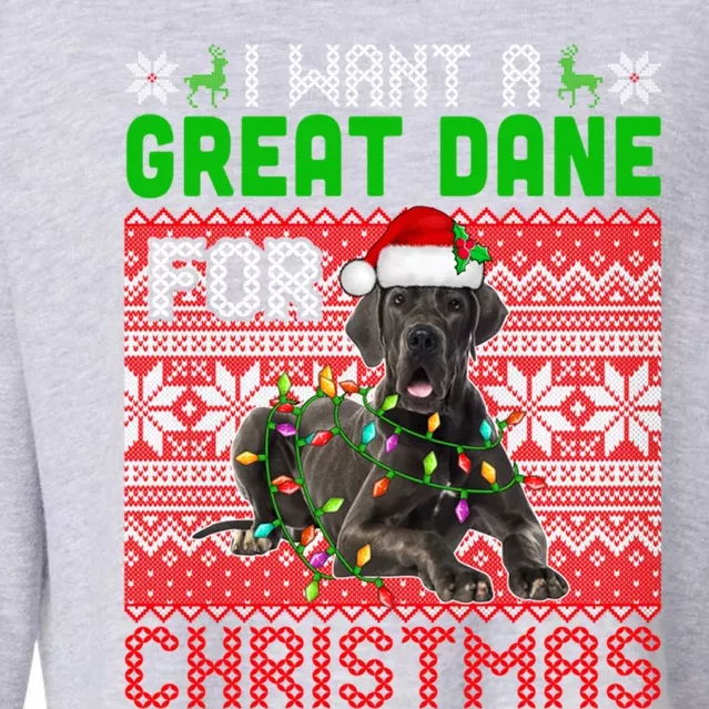 I Want A Great Dane For Christmas Santa Dog Lover Owner Gift Cropped Pullover Crew