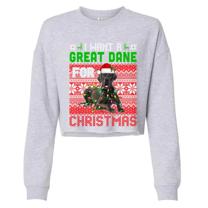 I Want A Great Dane For Christmas Santa Dog Lover Owner Gift Cropped Pullover Crew