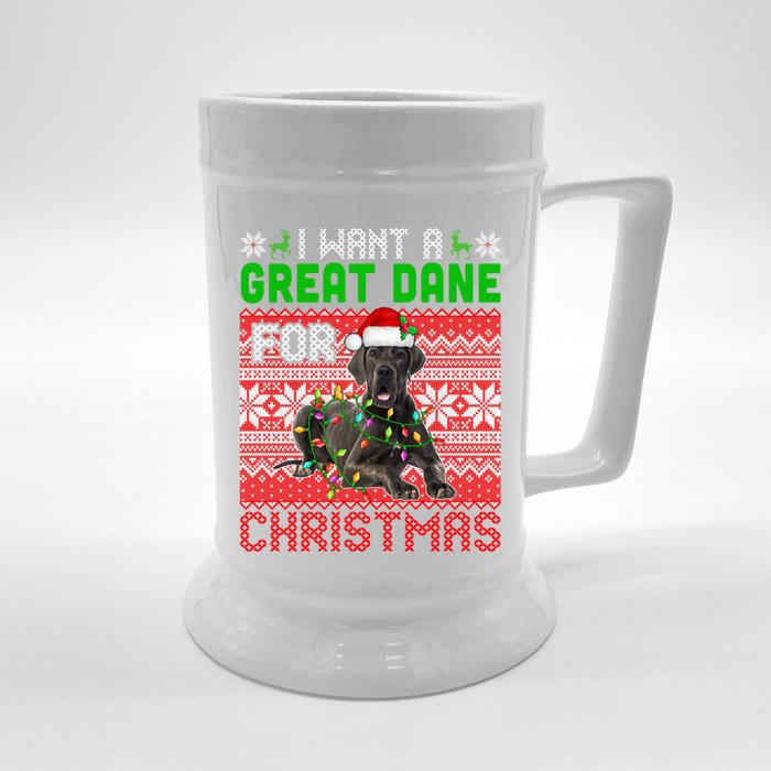 I Want A Great Dane For Christmas Santa Dog Lover Owner Gift Front & Back Beer Stein