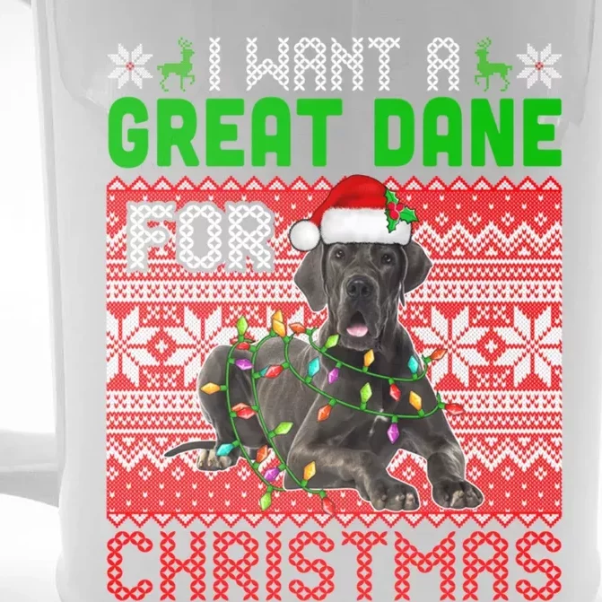 I Want A Great Dane For Christmas Santa Dog Lover Owner Gift Front & Back Beer Stein