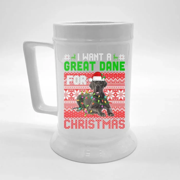 I Want A Great Dane For Christmas Santa Dog Lover Owner Gift Front & Back Beer Stein