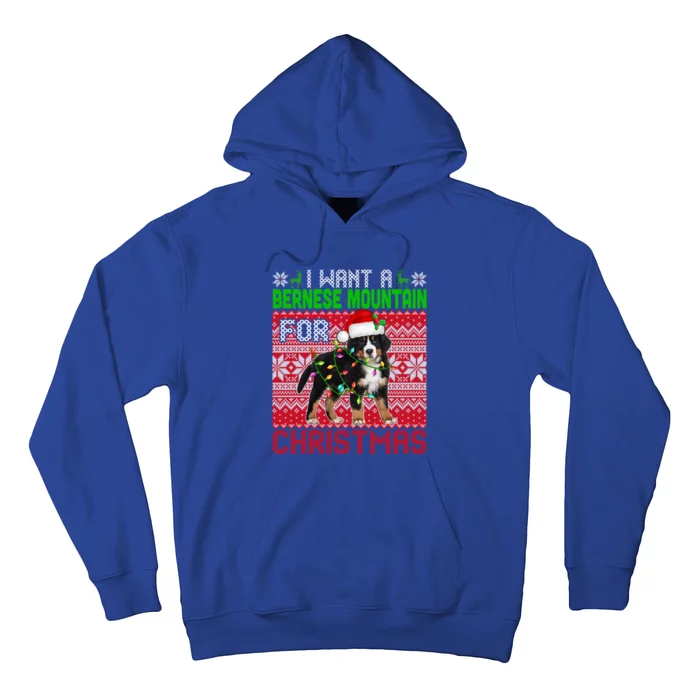 I Want A Bernese Mountain For Christmas Santa Dog Lover Gift Hoodie