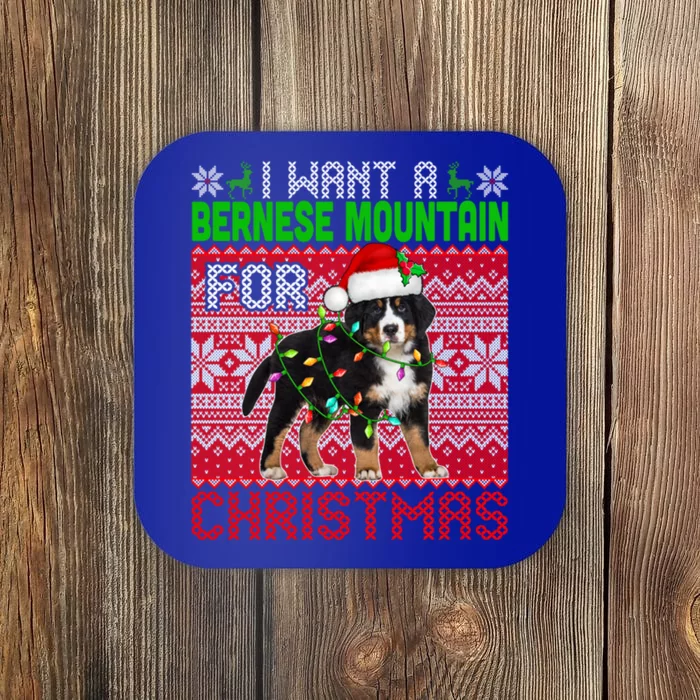 I Want A Bernese Mountain For Christmas Santa Dog Lover Gift Coaster