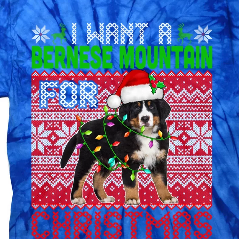 I Want A Bernese Mountain For Christmas Santa Dog Lover Gift Tie-Dye T-Shirt