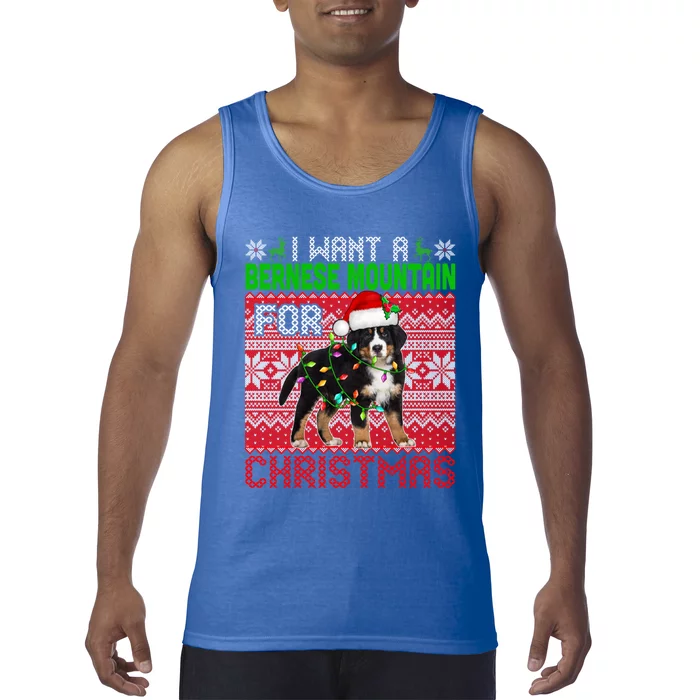 I Want A Bernese Mountain For Christmas Santa Dog Lover Gift Tank Top