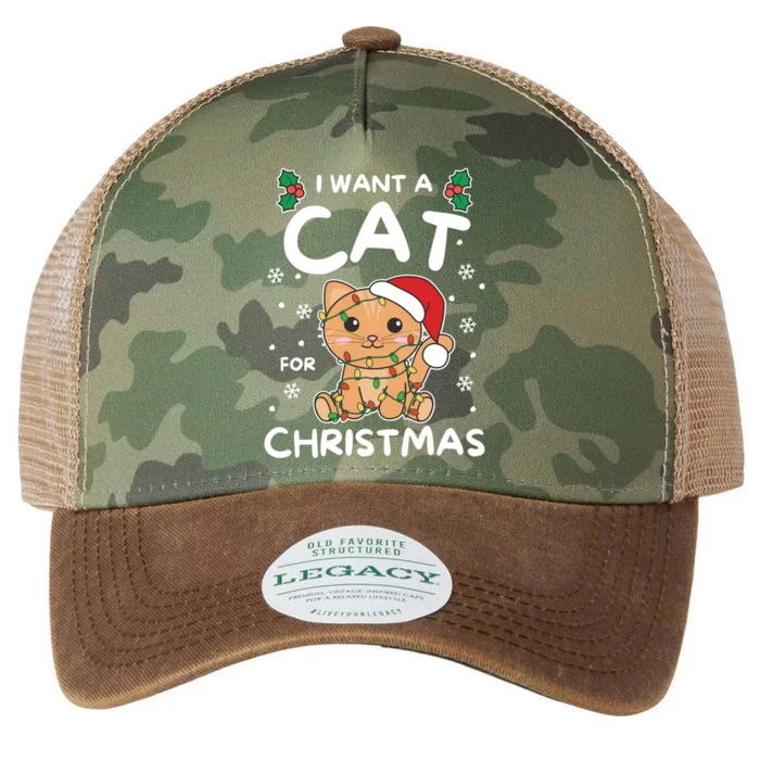 I Want A Cat For Christmas Cute Cats Gift Legacy Tie Dye Trucker Hat